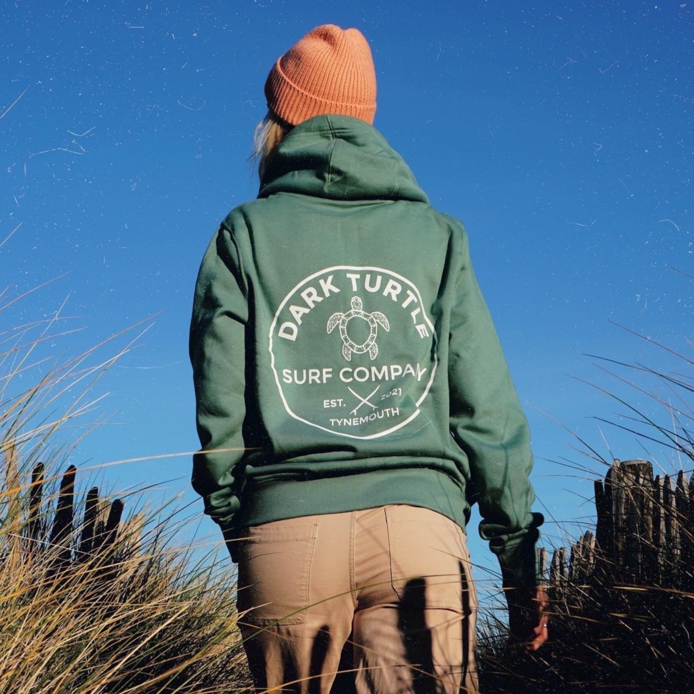 Organic “Tynemouth Crossed Boards” Hoodie - Dark Turtle Clothing