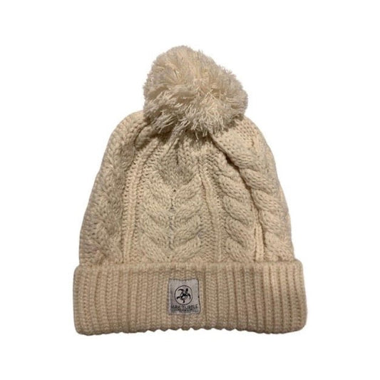 Coastline Bobble Hat “Cream” - Dark Turtle